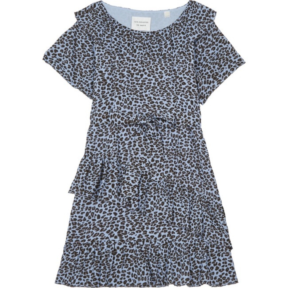 Les Coyotes de Paris Kaya Leopard Cheetah Animal Print Ruffle Dress